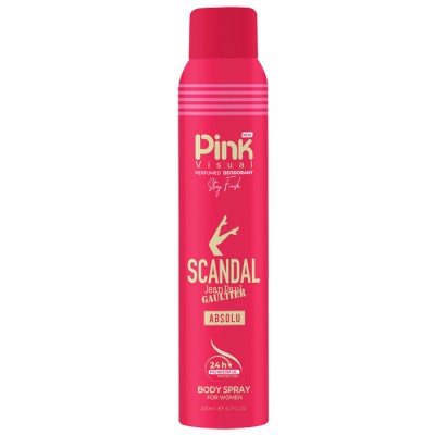 اسپری بدن زنانه پینک ویژوال Pink Visual مدل ژان پل گوتیه اسکندال ابسولو Jean Paul Gaultier Scandal Absolu حجم 200 میلی لیتر